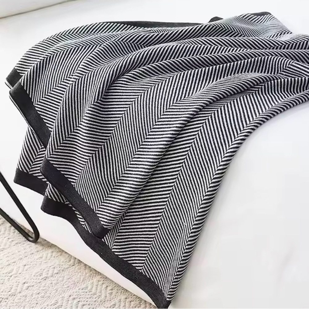 Modern Black and White Striped Throw Blanket